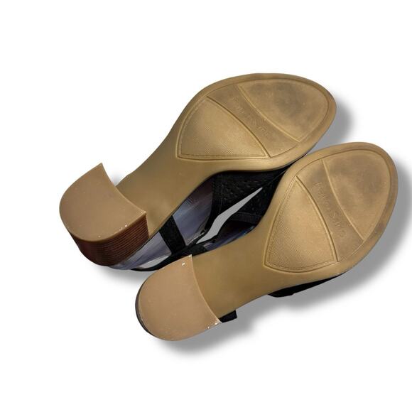 Franco Sarto Harlet2 Perforated Leather Suede Chunky Heel Sandals Shoes 7M - Picture 7 of 13